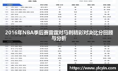 2016年NBA季后赛雷霆对马刺精彩对决比分回顾与分析